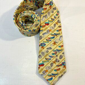 Leonard Paris Men's Seashell Jellyfish Boat Colorful Italian silk Neck Tie - NWT